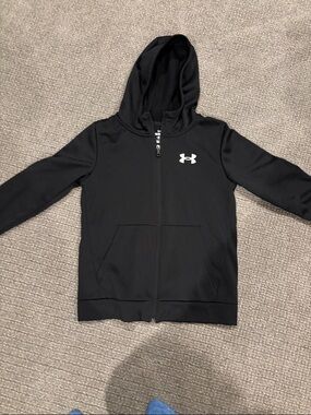 Under Armour Kids Black Full-Zip Hoodie with Logo